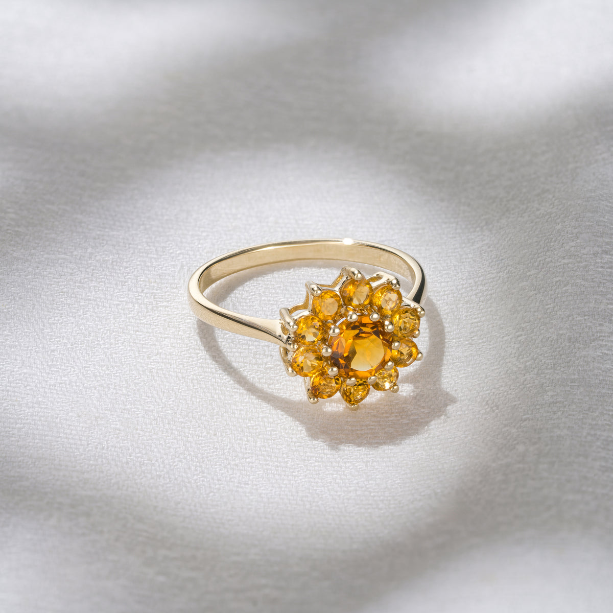 0.96ct Citrine Cluster Ring in 9K Yellow Gold