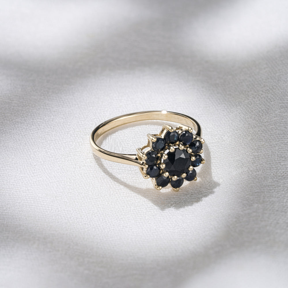 1.33ct Sapphire Cluster Ring in 9K Yellow Gold