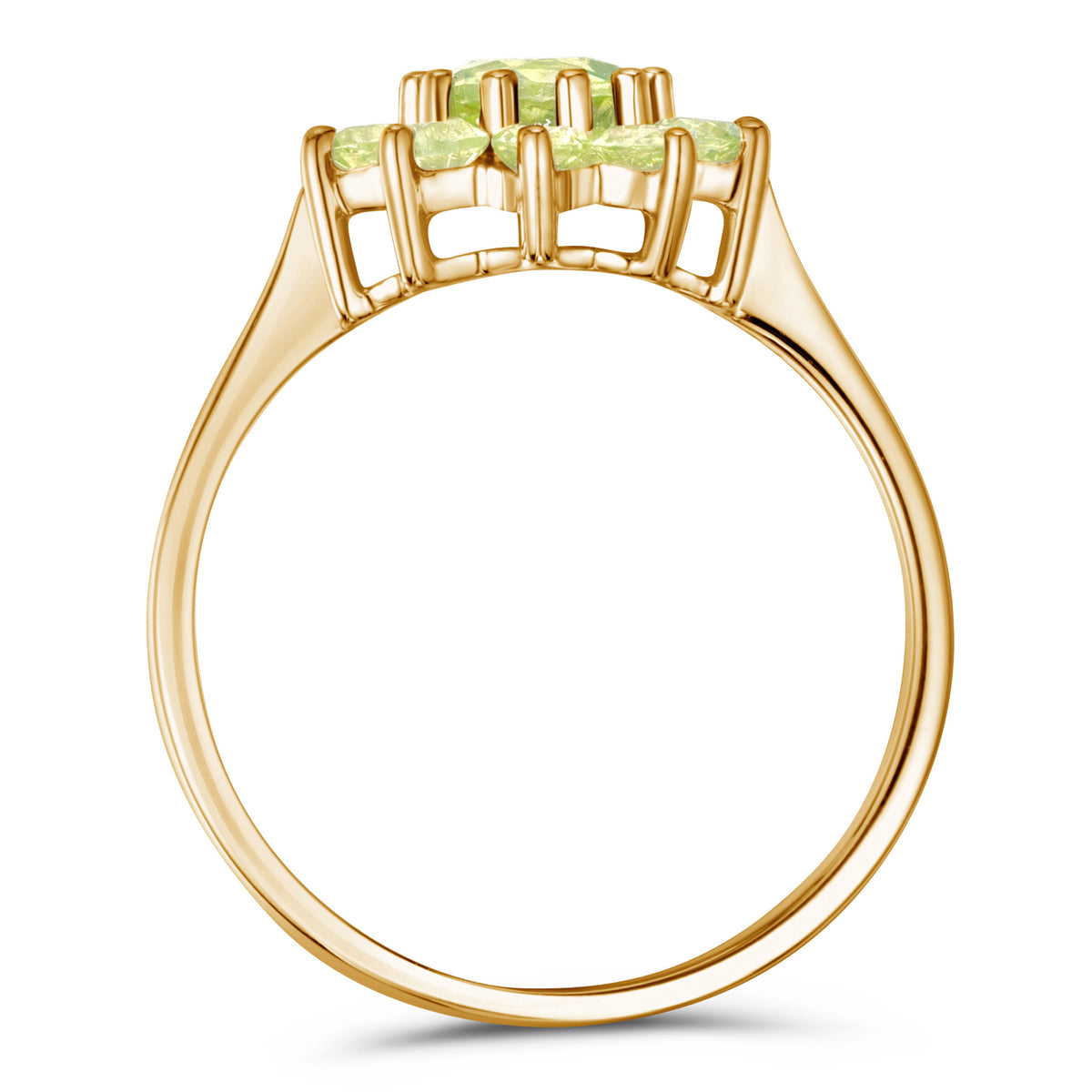 1.12ct Peridot Cluster Ring in 9K Yellow Gold
