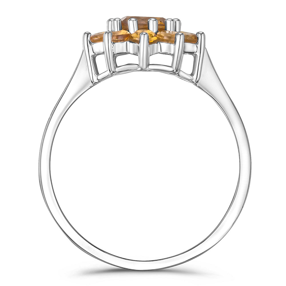 0.96ct Citrine Cluster Ring in 9K White Gold