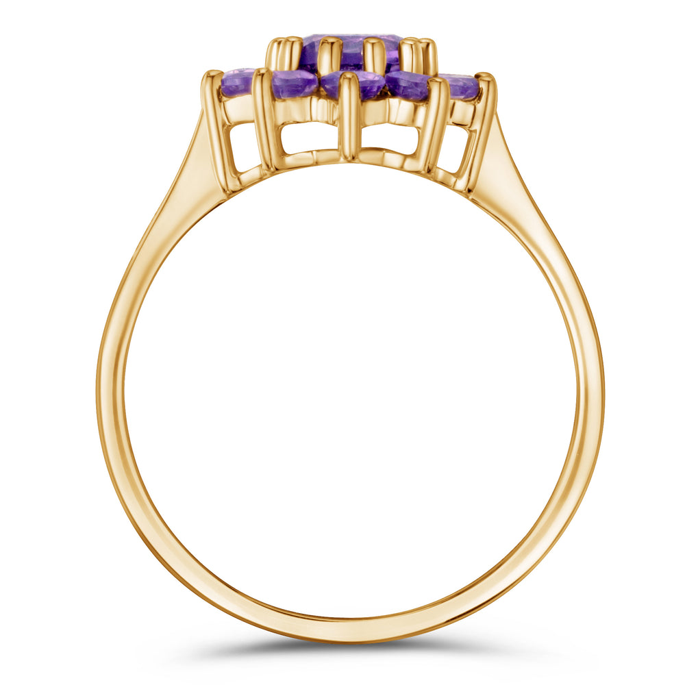 0.94ct Amethyst Cluster Ring in 9K Yellow Gold