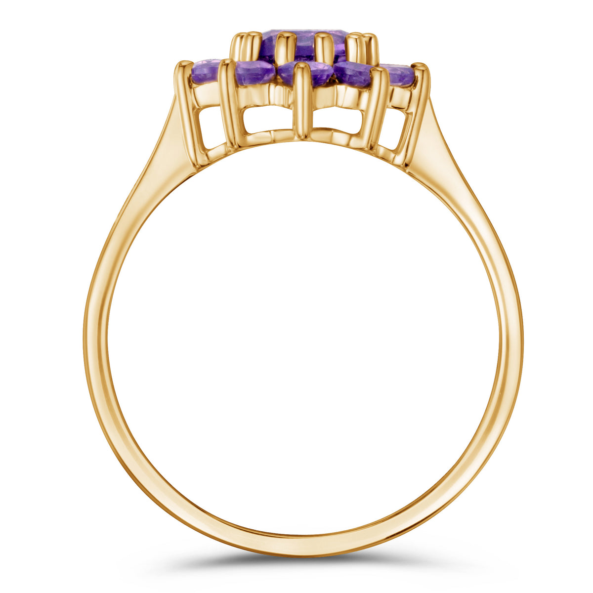 0.94ct Amethyst Cluster Ring in 9K Yellow Gold
