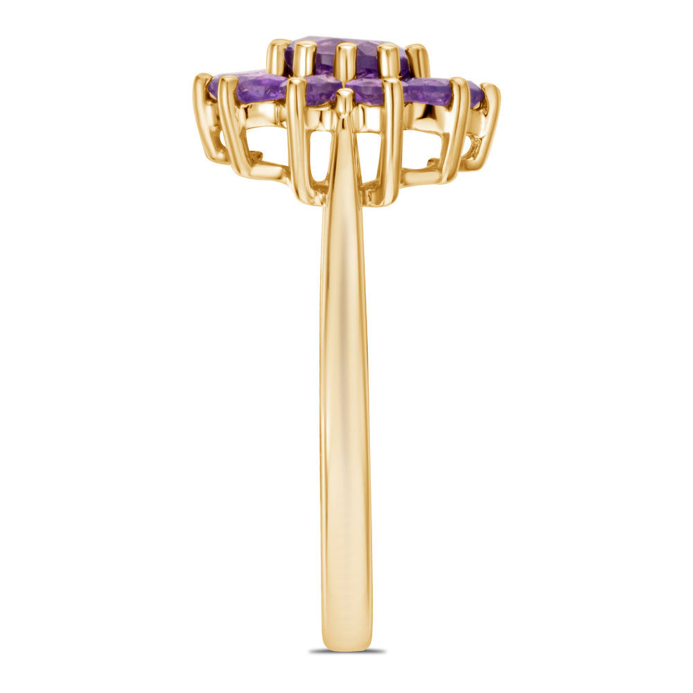 0.94ct Amethyst Cluster Ring in 9K Yellow Gold