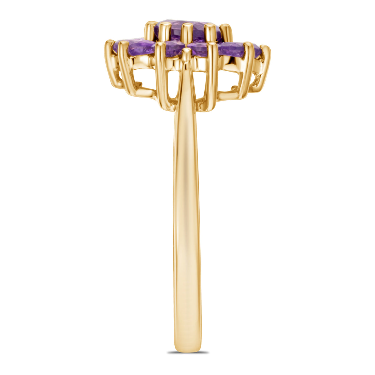 0.94ct Amethyst Cluster Ring in 9K Yellow Gold