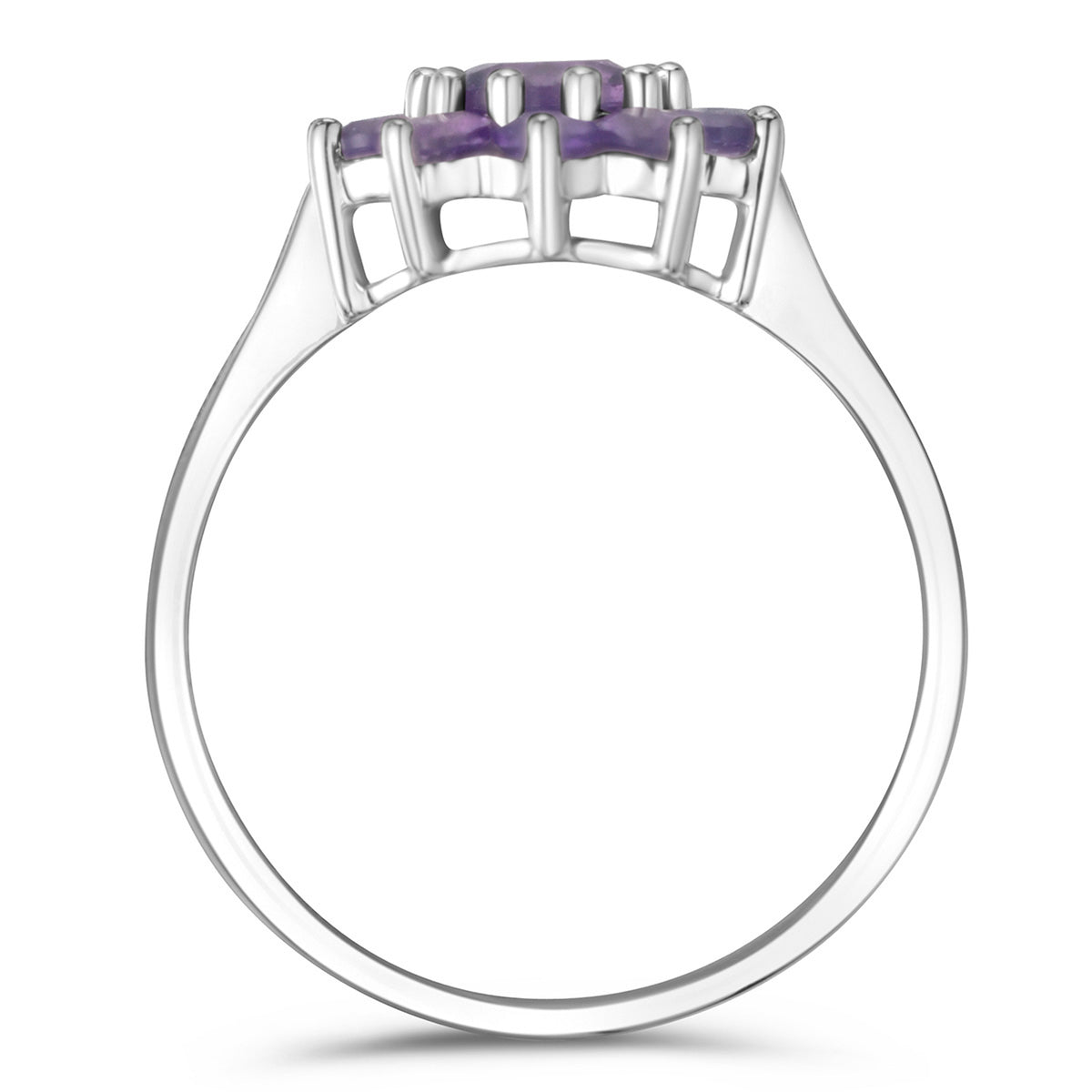 0.94ct Amethyst Cluster Ring in 9K White Gold