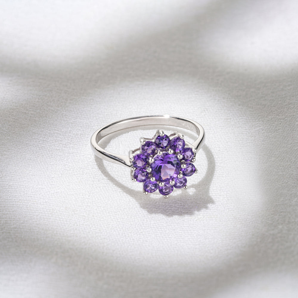 0.94ct Amethyst Cluster Ring in 9K White Gold