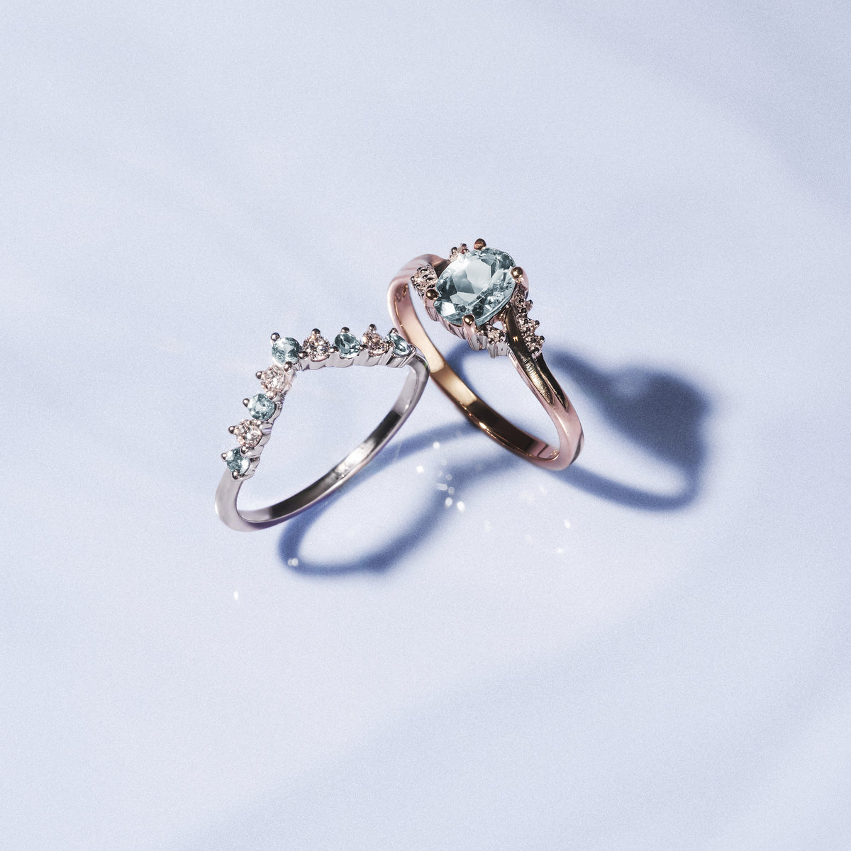 Aquamarine 0.70CT And Diamond 18K White Gold Ring N4442