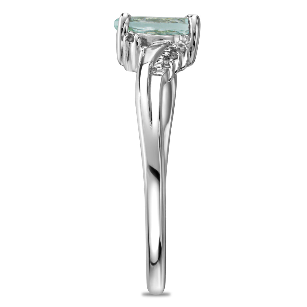 Aquamarine 0.70CT And Diamond 9K White Gold Ring E5731