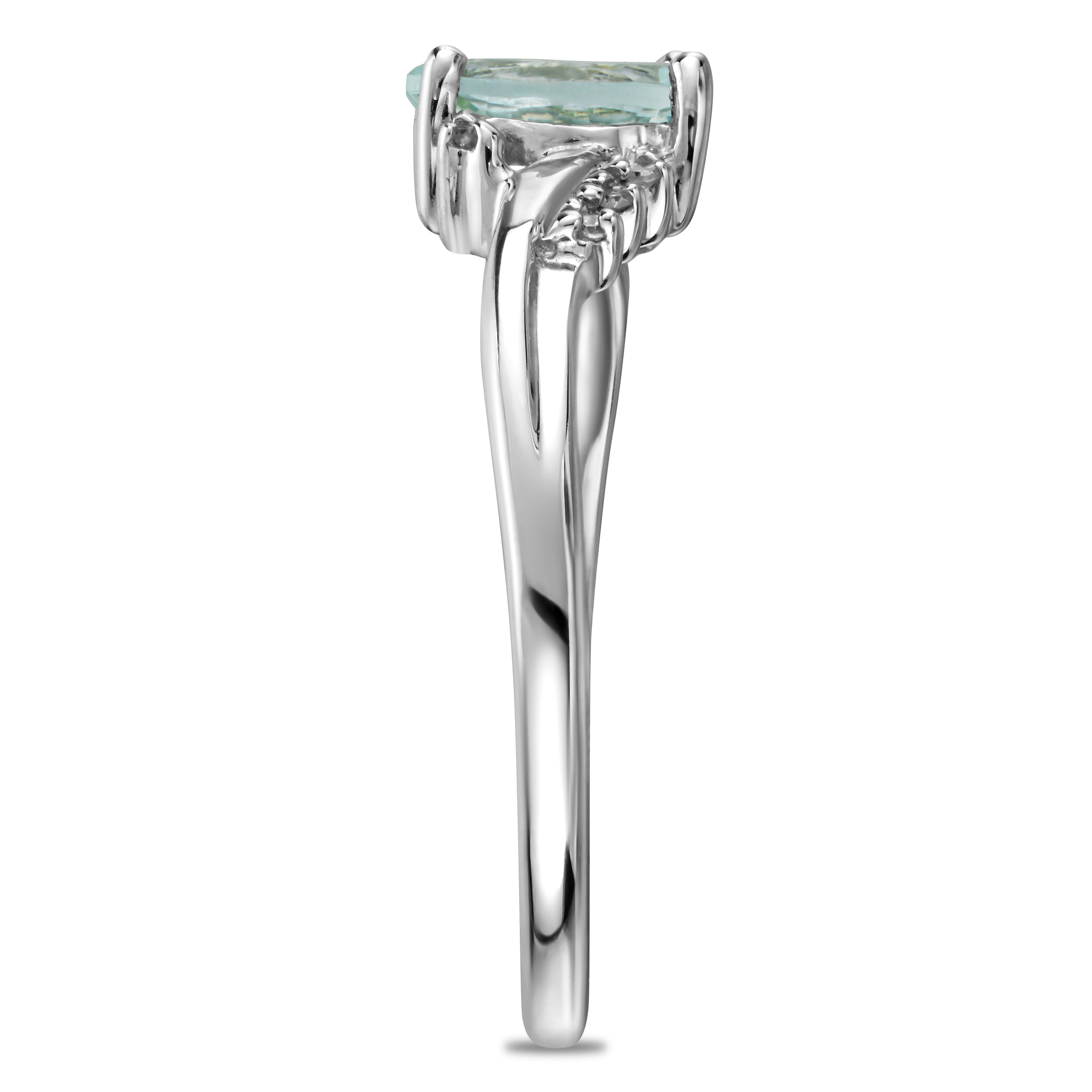 Aquamarine 0.70CT And Diamond 9K White Gold Ring E5731