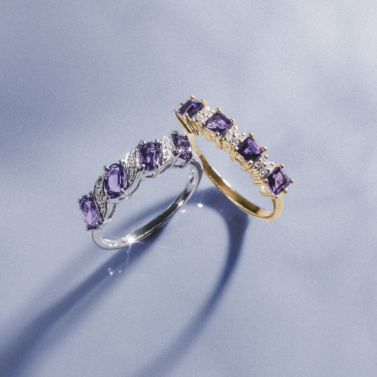 Amethyst 0.74ct And Diamond 9K White Gold Ring
