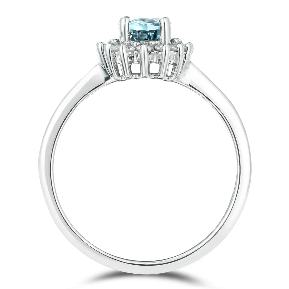 Blue Topaz 0.95CT And Diamond 925 Sterling Silver Ring