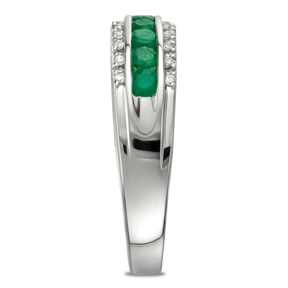 Emerald and Diamond Eternity Ring 0.56ct in 9K White Gold