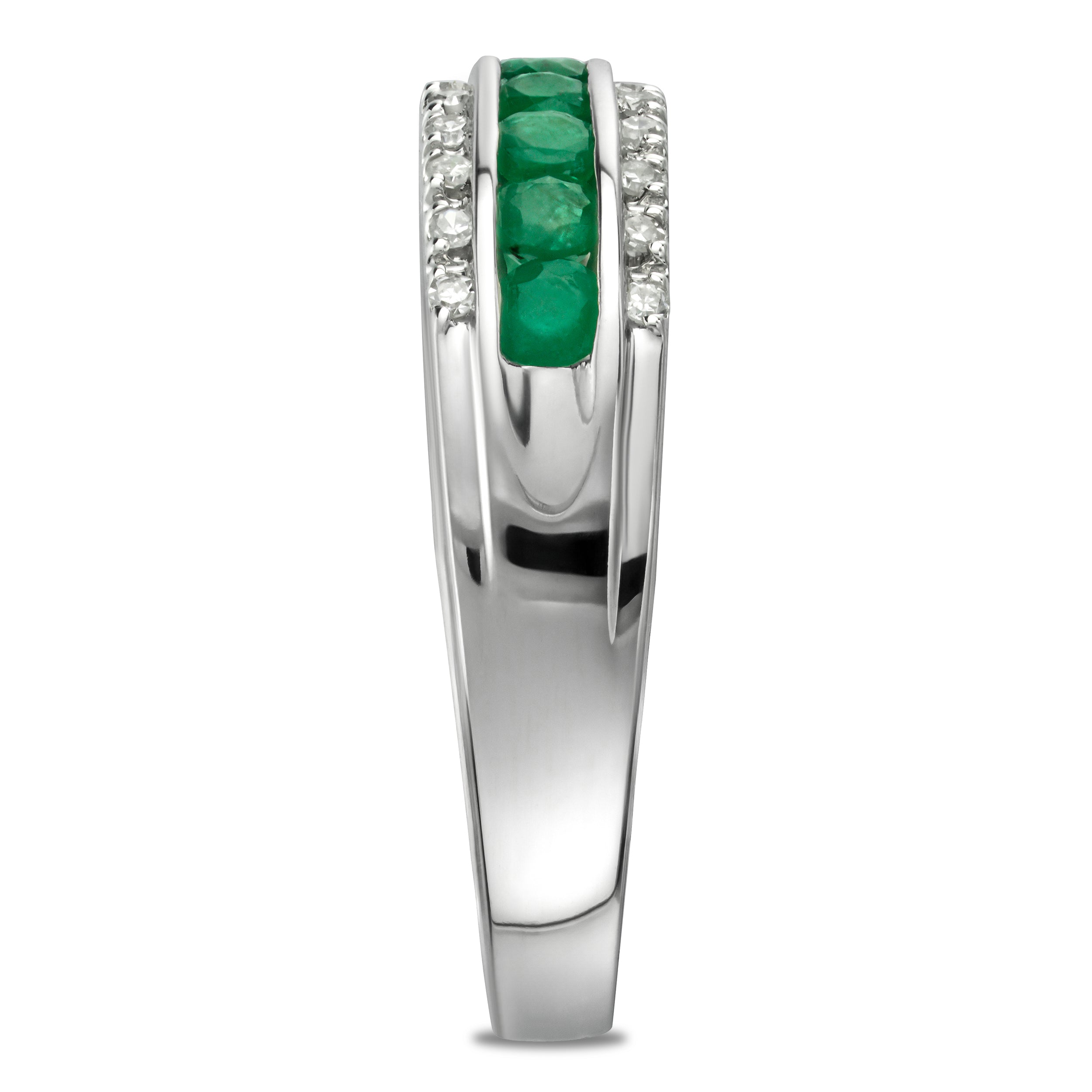 Emerald and Diamond Eternity Ring 0.56ct in 9K White Gold