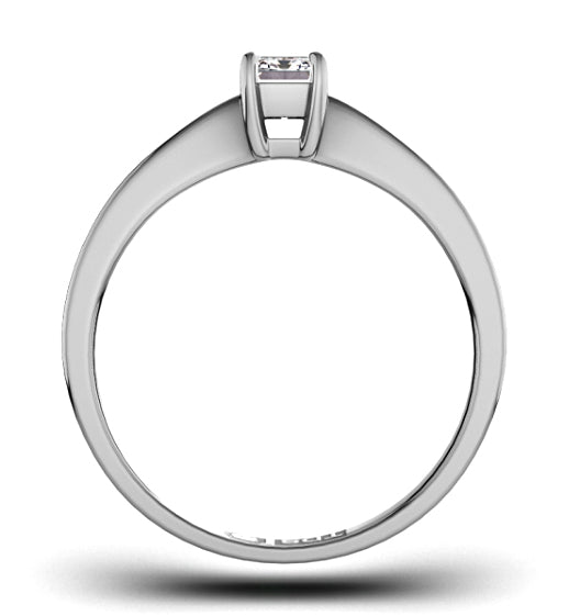Diamond Engagement Ring Emerald Cut 18K White Gold 0.25CT-G-H/SI