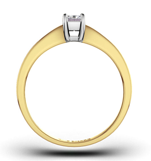 Certified Emerald Cut 18K Gold Diamond Engagement Ring 0.25CT-G-H/SI