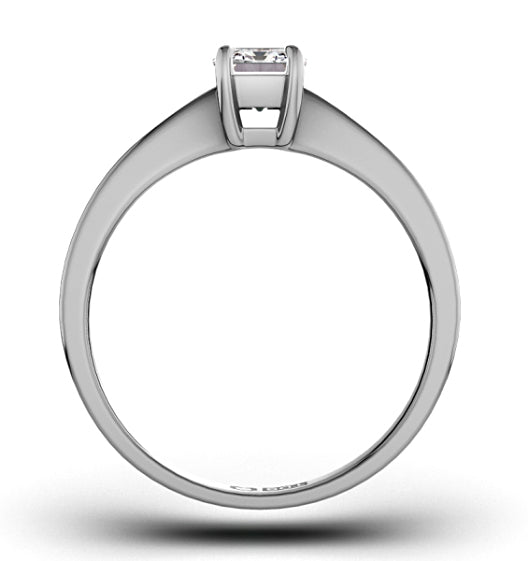 Diamond Engagement Ring Emerald Cut 18K White Gold 0.50CT-F-G/VS