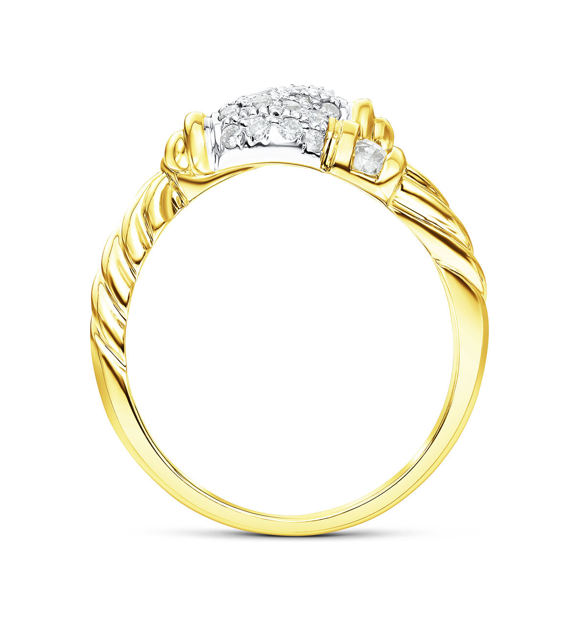 9K Gold Diamond Pave Detail Crossover Ring 0.52ct