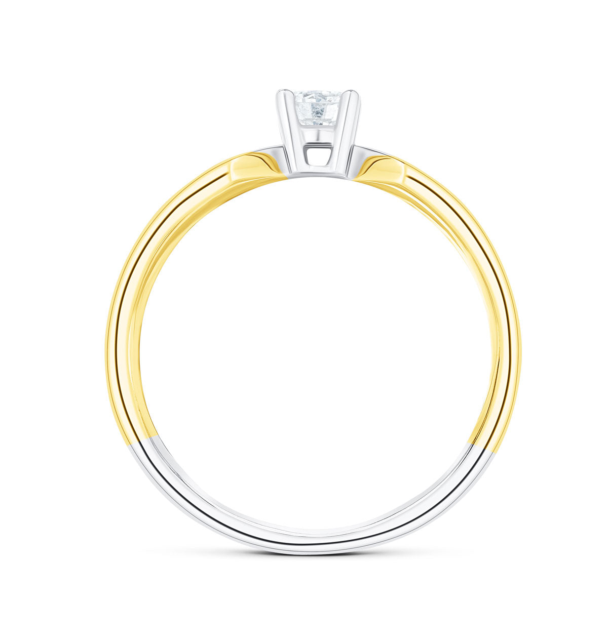 18K Three Tone Diamond Solitaire Ring 0.20CT