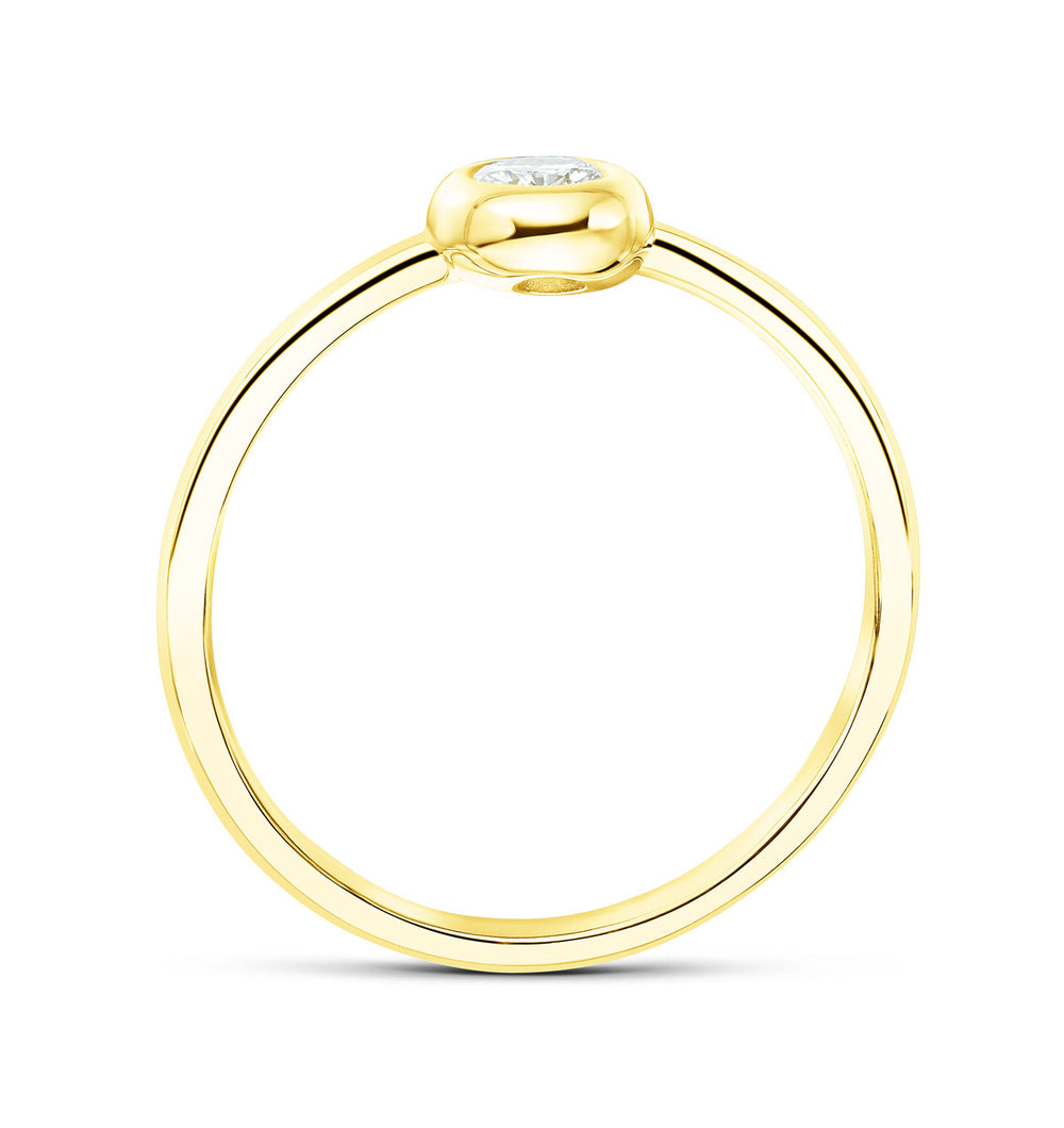 18K Gold Single Stone Diamond Rubover Ring 0.15ct -SIZE K