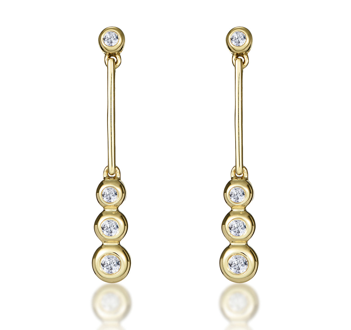 Trilogy Drop Earrings 0.12ct Lab Diamonds 18K Gold Vermeil