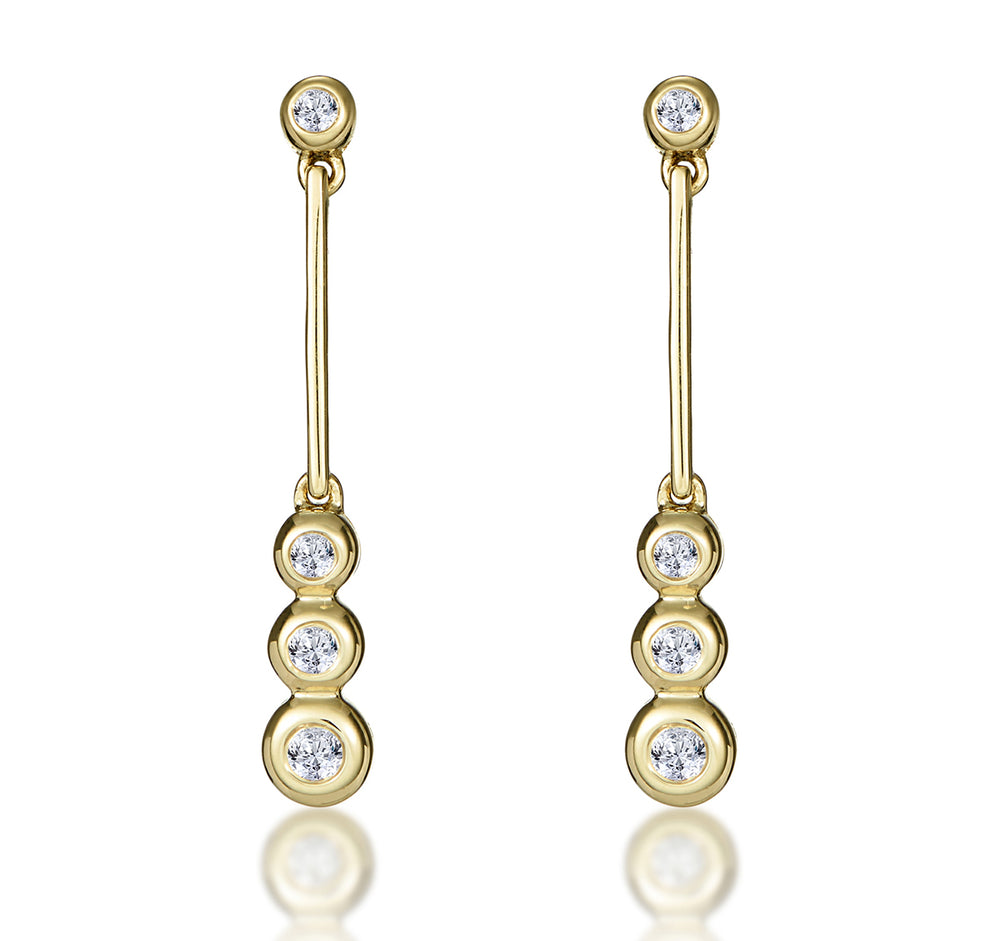 Small Drop Earrings 0.12ct Diamond 9K Yellow Gold