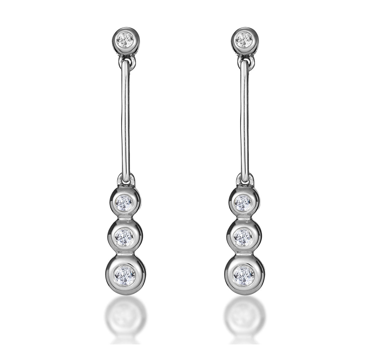 Small Drop Earrings 0.12ct Diamond 9K White Gold