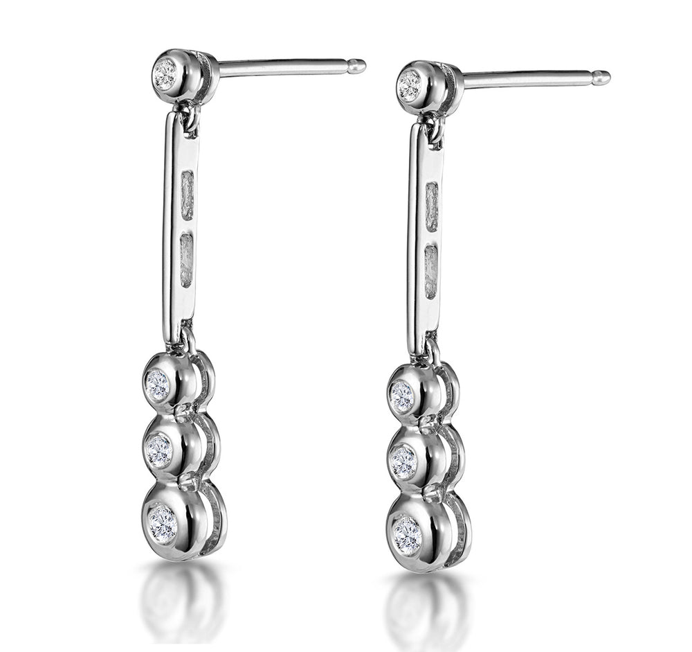 Trilogy Drop Earrings 0.12ct Lab Diamonds 925 Sterling Silver