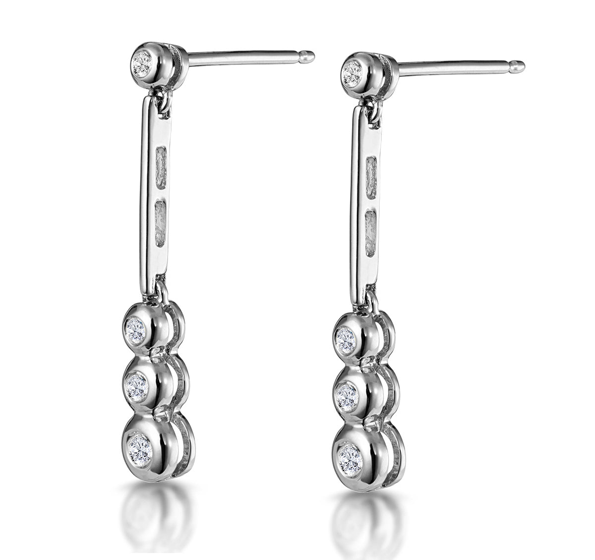 Small Drop Earrings 0.12ct Diamond 9K White Gold