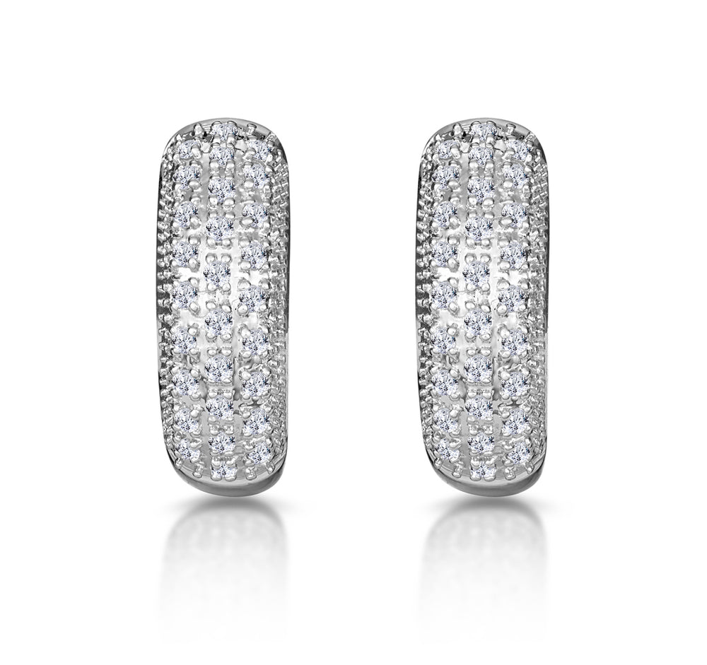 Huggie Earrings Lab Diamond Pave Set 0.33ct in 925 Silver