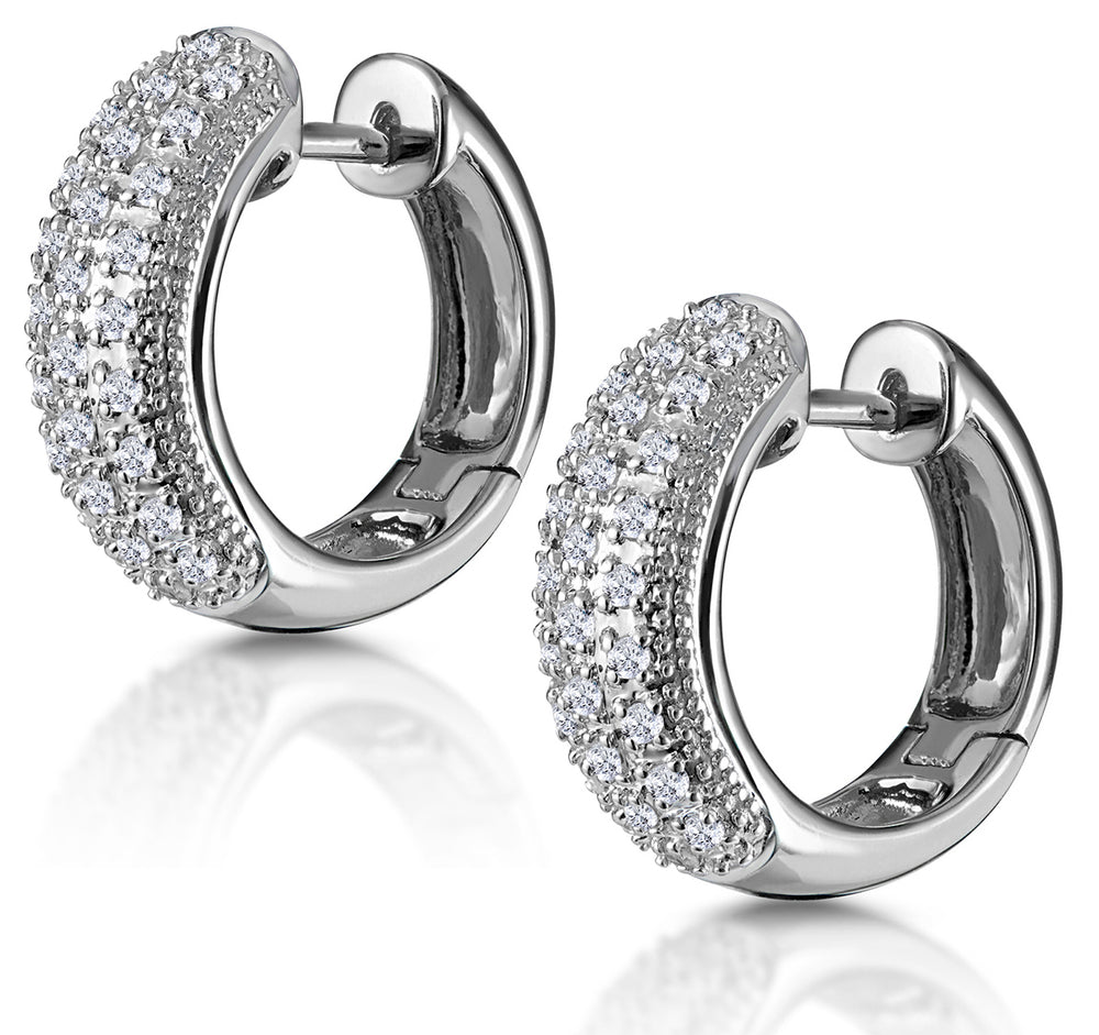 Huggie Earrings Lab Diamond Pave Set 0.33ct in 925 Silver