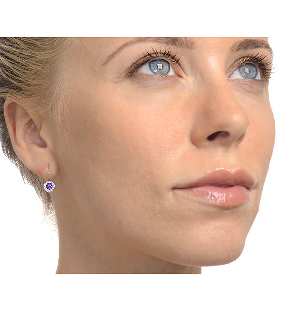 Amethyst 0.57CT And Diamond 9K White Gold Earrings