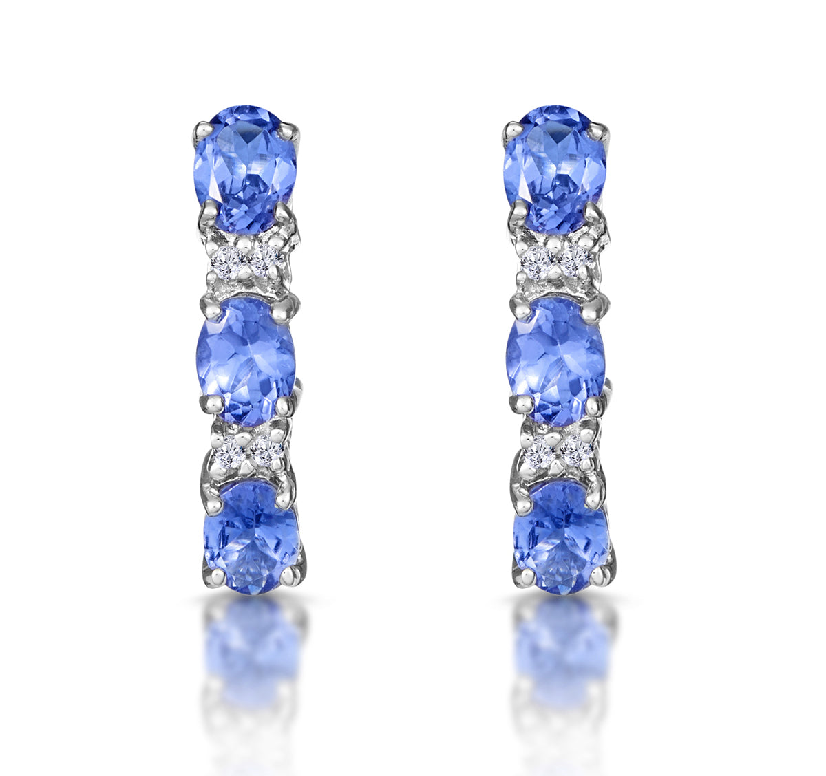 Tanzanite 1.02CT And Diamond 9K White Gold Earrings