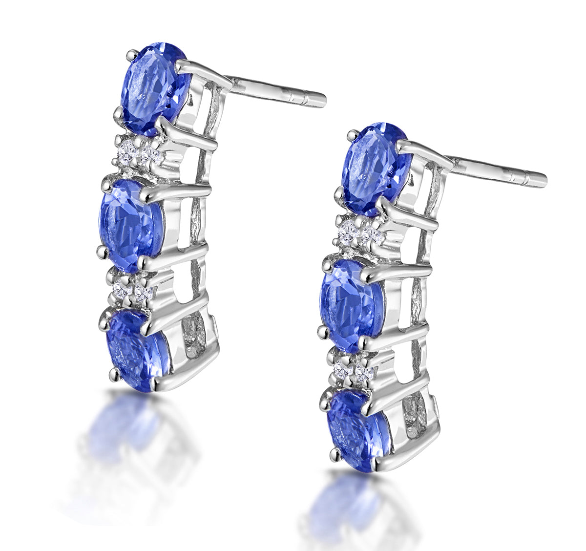 Tanzanite 1.02CT And Diamond 9K White Gold Earrings
