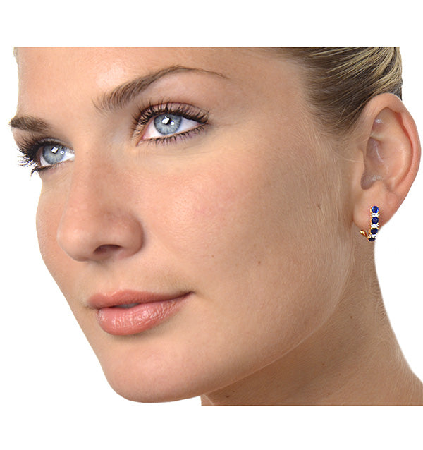 Sapphire 1.45CT And Diamond 9K Yellow Gold Earrings