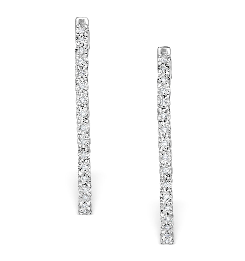 Hoops Earrings 30mm Diamond and 9K White Gold H4569