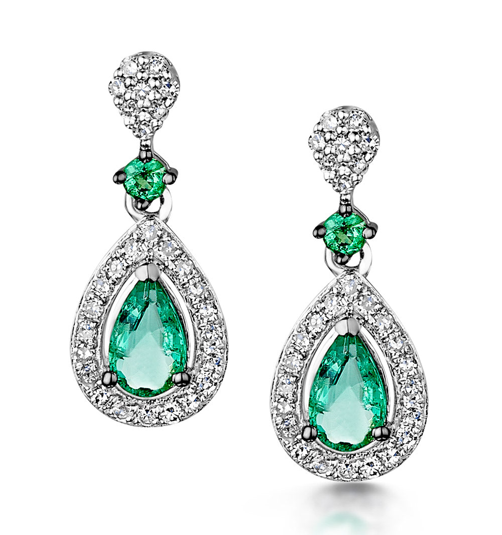 Stellato Collection Emerald Earrings 0.18ct 9K White Gold