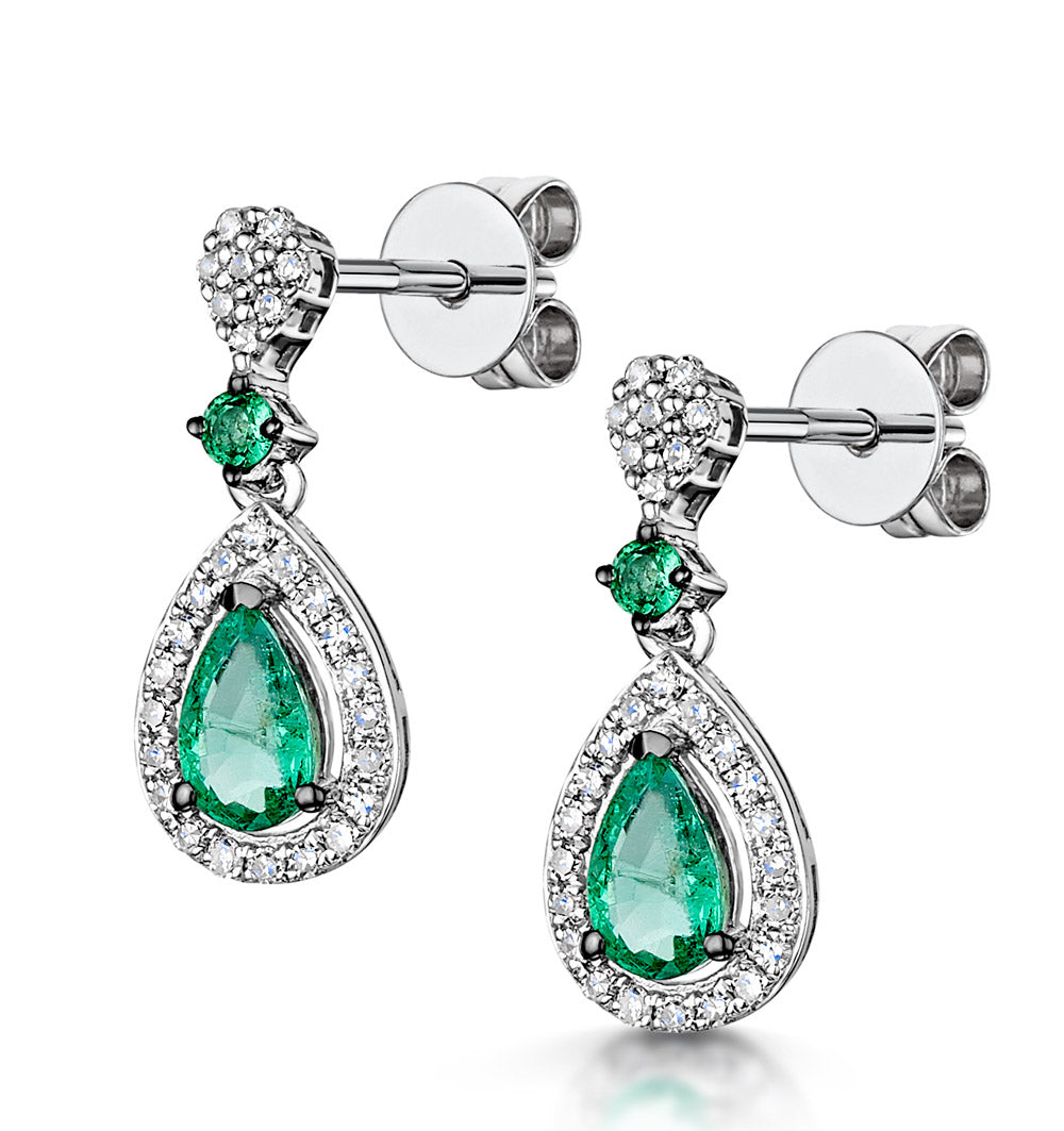 Stellato Collection Emerald and Diamond Earrings 0.18ct 9K White Gold