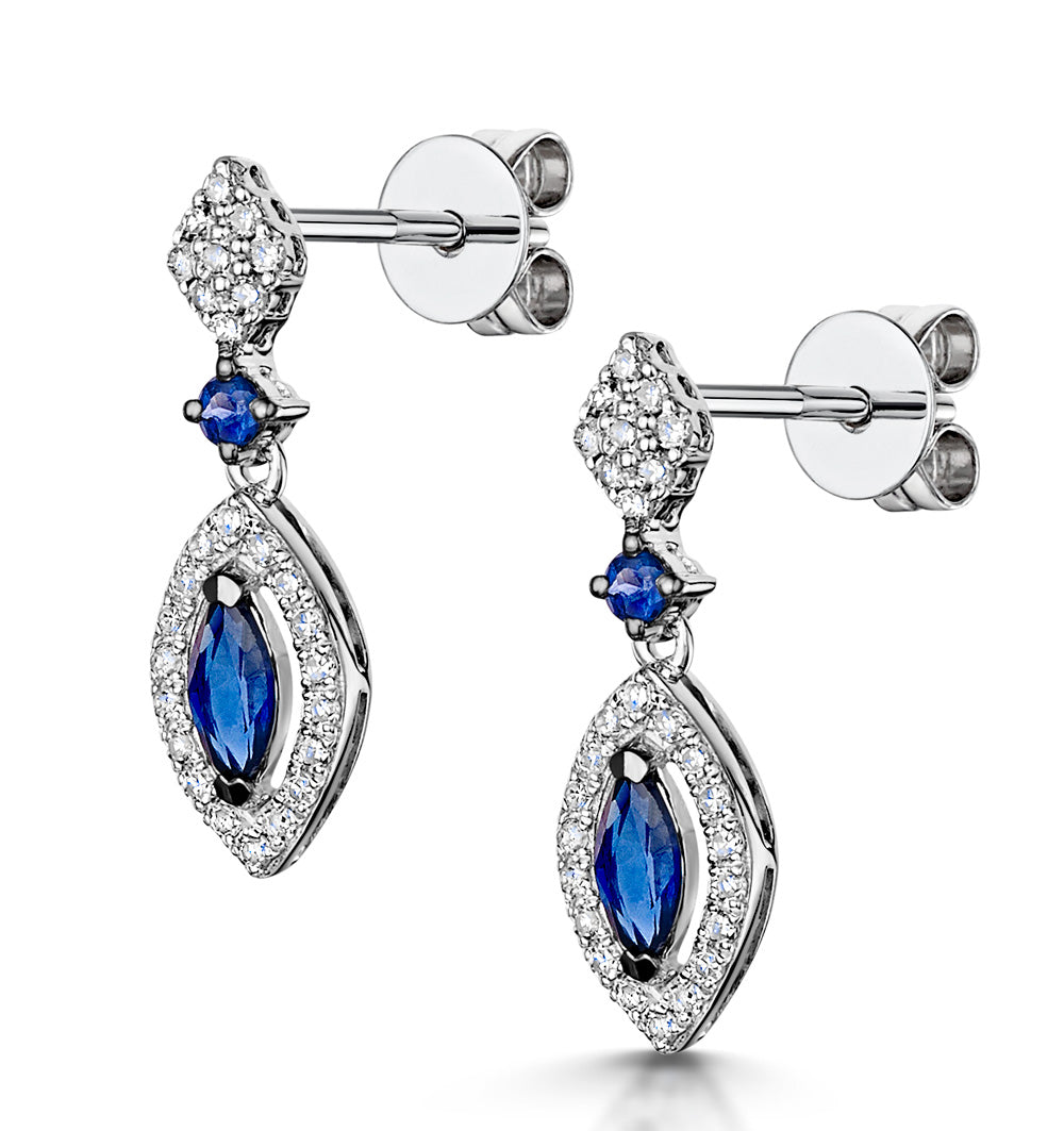 Stellato Collection Sapphire and Diamond Earrings 0.18ct 9K White Gold