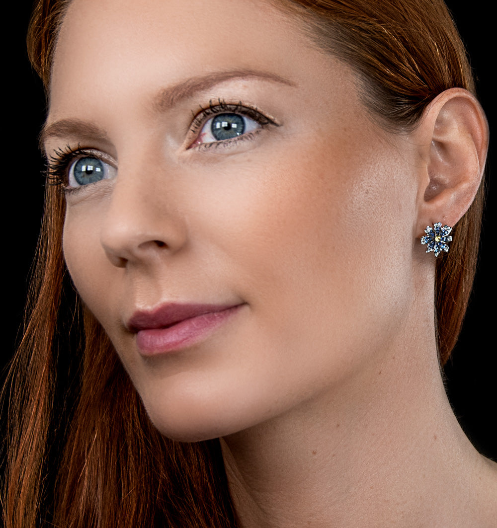 Sapphire Yellow Sapphire and Diamond Stellato Earrings 9K White Gold
