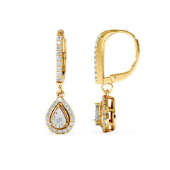 Masami Diamond Pear Halo Earrings 0.20ct Pave Set in 9K Yellow Gold
