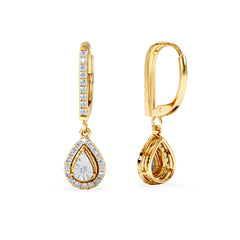 Masami Diamond Pear Halo Earrings 0.20ct Pave Set in 9K Yellow Gold