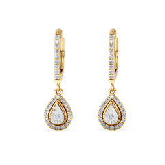 Masami Diamond Pear Halo Earrings 0.20ct Pave Set in 9K Yellow Gold
