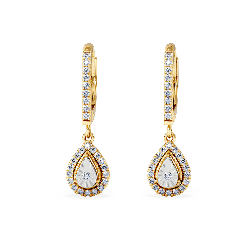 Masami Lab Diamond Pear Halo Earrings 0.20ct Pave Set in 18K Gold Vermeil