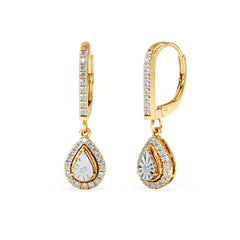Masami Diamond Pear Halo Earrings 0.20ct Pave Set in 9K Yellow Gold