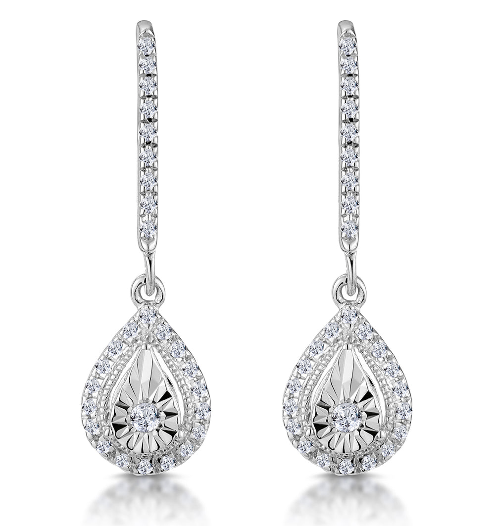 Masami Diamond Pear Halo Earrings 0.20ct Pave Set in 9K White Gold