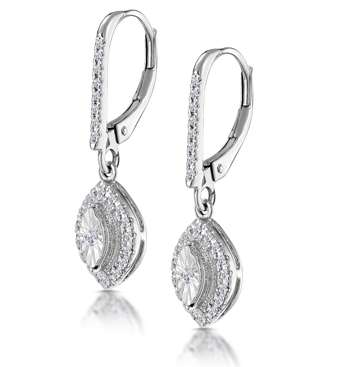 Masami Diamond Marquise Earrings 0.30ct Pave Set in 9K White Gold