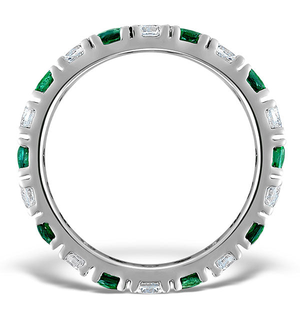 Emerald 0.70ct H/SI Diamond Platinum Eternity Ring Item HG20-322GJUS