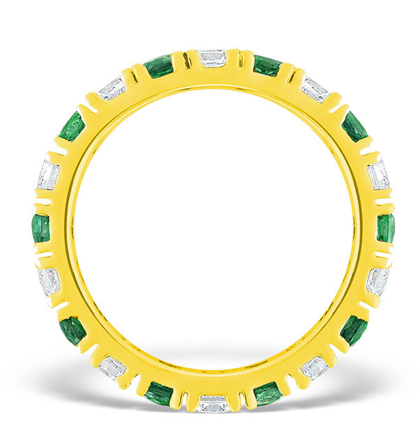 Poppy 18K Gold Emerald 0.70ct and G/VS 2CT Diamond Eternity Ring