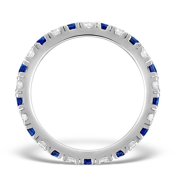Sapphire 0.90ct And H/SI Diamond Platinum Eternity Ring