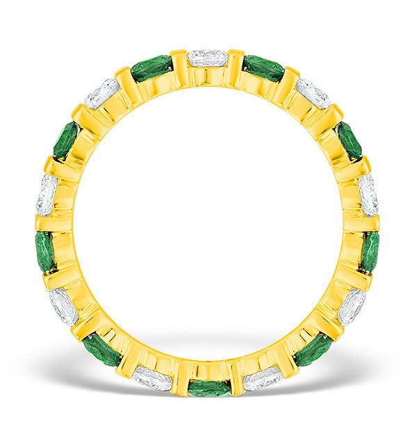 Hannah 18K Gold Emerald 0.70ct and H/SI 2CT Diamond Eternity Ring